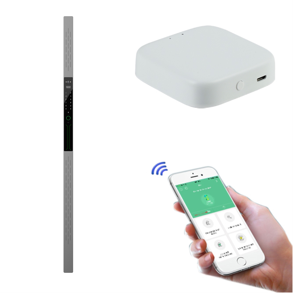 Pachet Incuietoare Smart, AMAQY3 + Bridge Wifi, Usi grosime 40 – 120 mm, Aluminiu, cu APP Tuya, versiunea WiFi, cu broasca 6068